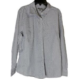 Gap Women's Long Sleeve Stripes White & Gray Button Up Shirt Tops Size XL Career